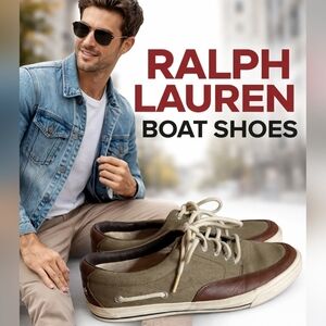 Polo Ralph Lauren Blue Label Saddle Boat Shoes Men’s 11 Canvas Leather Sneakers